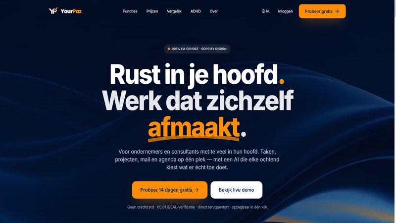 De hero-achtergrond van yourpaz.com